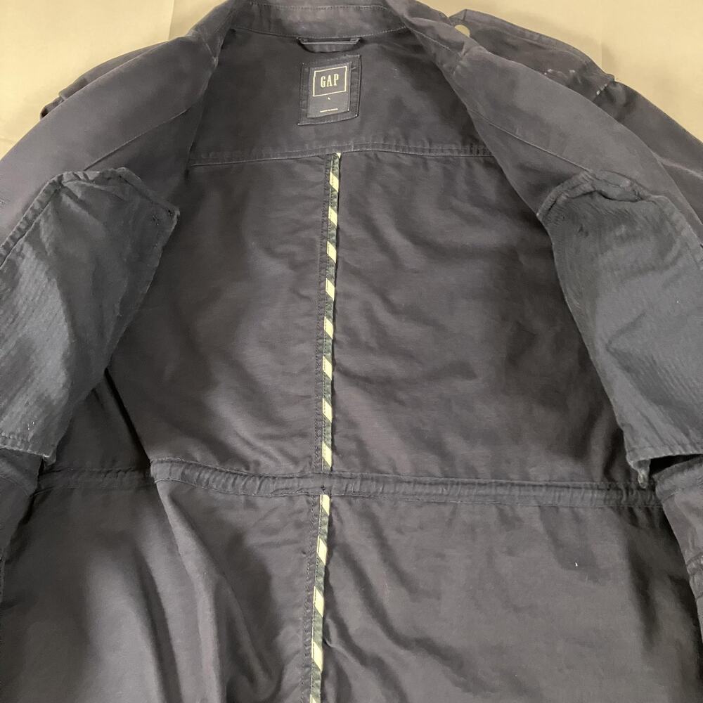 GAP Utility Jacket Womens Large Blue True Indigo Button Up Military Style Cotton - Picture 15 of 16